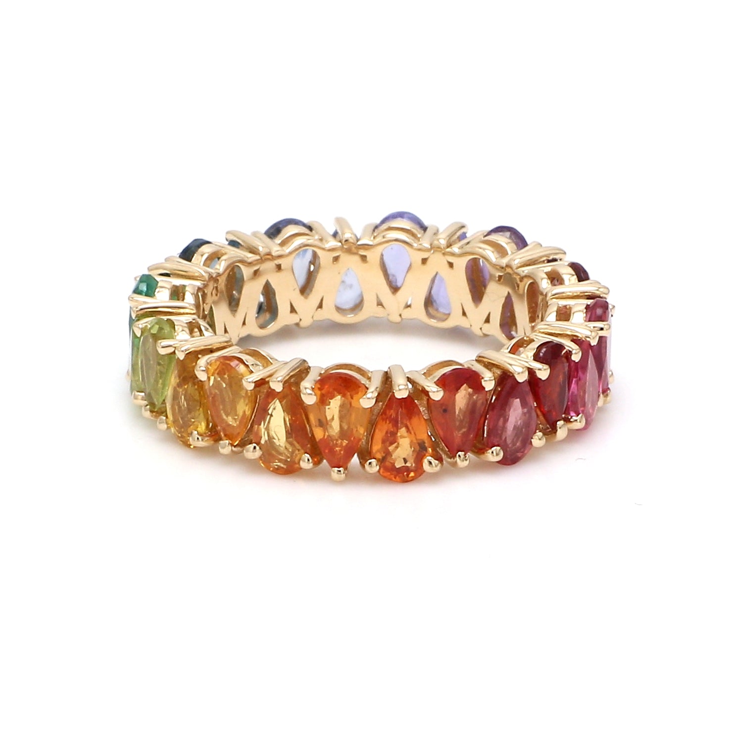 Rainbow Gemstone Pear Upside Down Ring White Gold / 14K / 7Us