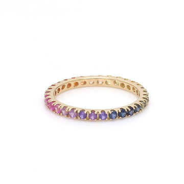 Rainbow Sapphire Thin Eternity Ring