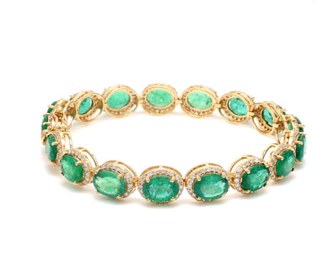 Emerald East West Oval Diamond Bracelet