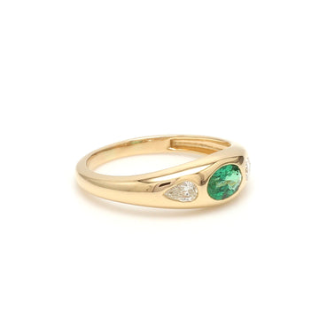 Emerald Oval Diamond Pear Mini Chunky Ring