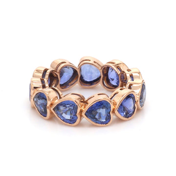 Blue Sapphire Heart Bezel Set Ring