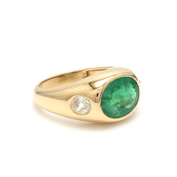 Emerald Big Oval Diamond Chunky Ring