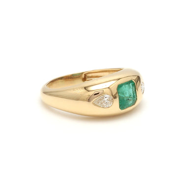 Emerald Asscher Cut Pear Diamond Chunky Ring