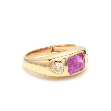 Pink Sapphire Emerald Cut Diamond Chunky Ring