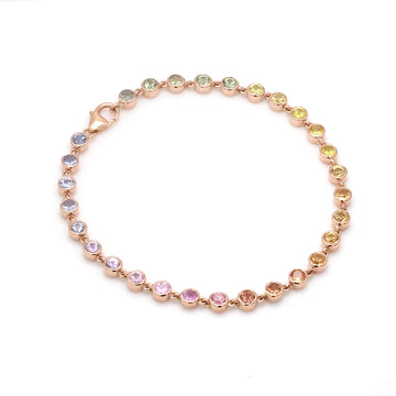 Rainbow Sapphire Pastel Link Chain Bracelet