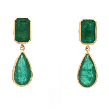 Emerald Drop Pear Bezel Set Earring