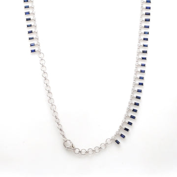 Blue Sapphire Dot and Dash Necklace