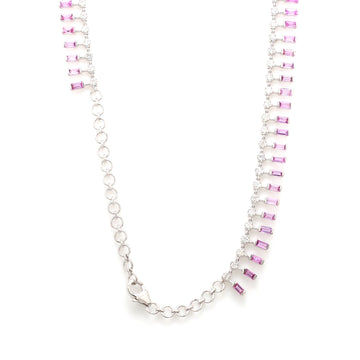 Pink Sapphire Dot and Dash Necklace