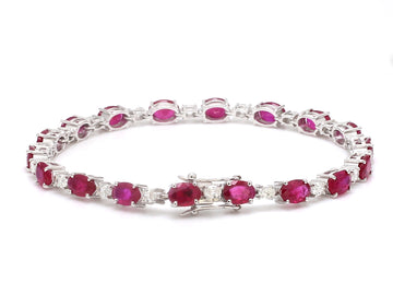 Ruby Oval and Diamond Bracelet