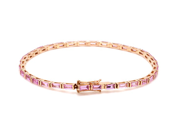 Pink Sapphire Horizontal Baguette Bracelet
