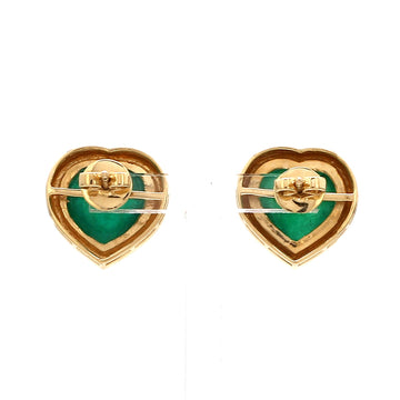 Emerald Heart Cabochon Studs