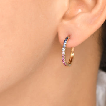 Blue Pink Ombre Mini Hoops