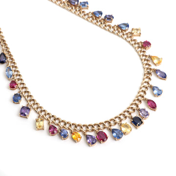 Exotic Sapphire Link Chain Necklace