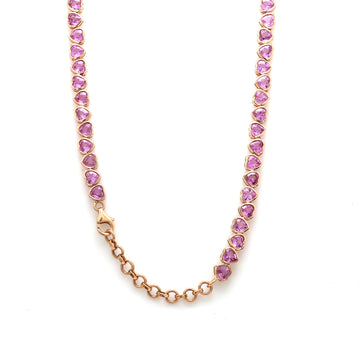 Pink Sapphire Upside Down Heart Tennis Necklace
