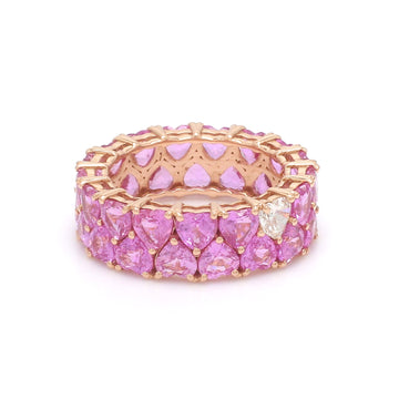 Pink Sapphire Heart Interconnected Ring