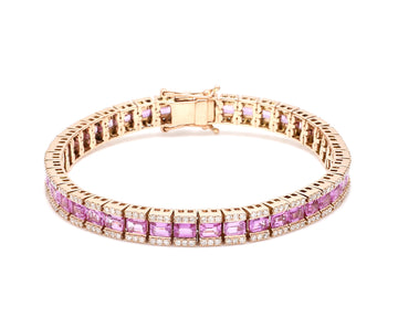 Pink Sapphire Horizontal Octagon Diamond Bracelet