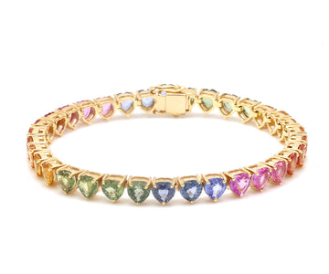 Rainbow Sapphire Big Heart Bracelet
