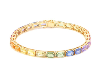 Rainbow Sapphire Big Emerald Cut Bracelet